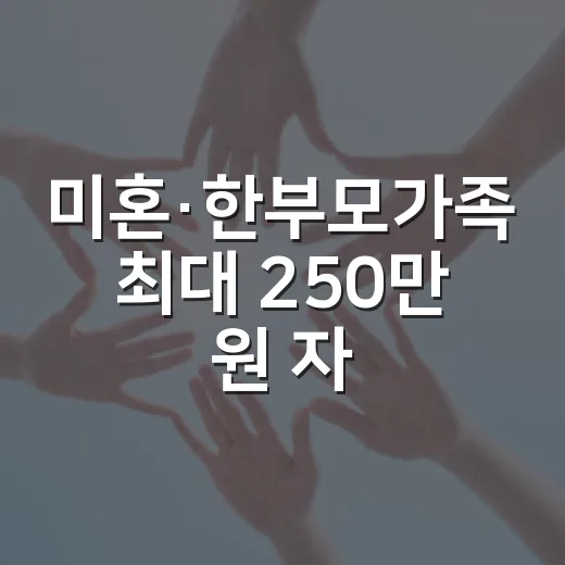 미혼·한부모가족 최대 250만 원 자립지원
