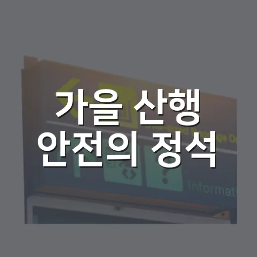가을 산행 안전의 정석