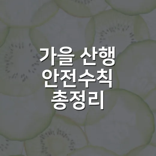 가을 산행 안전수칙 총정리