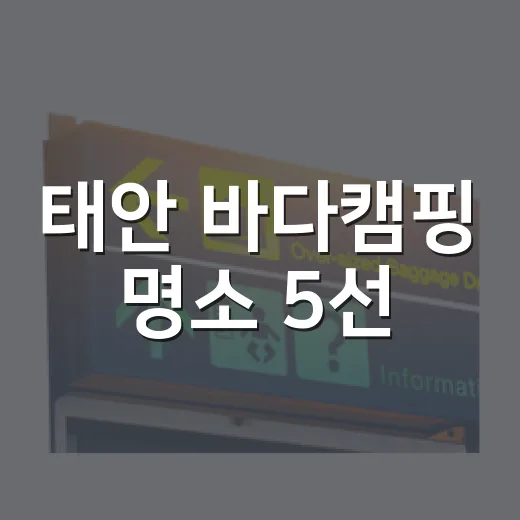 태안 바다캠핑 명소 5선