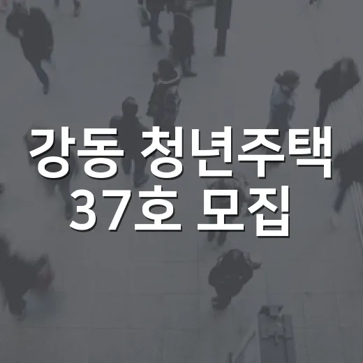 강동 청년주택 37호 모집