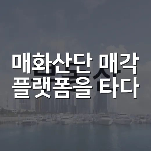 매화산단 매각 플랫폼을 타다