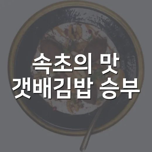 속초의 맛 갯배김밥 승부