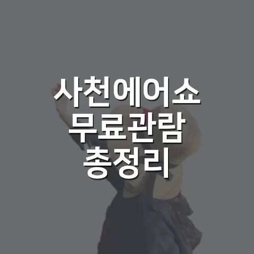 사천에어쇼 무료관람 총정리