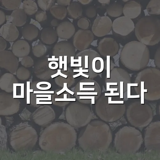 햇빛이 마을소득 된다