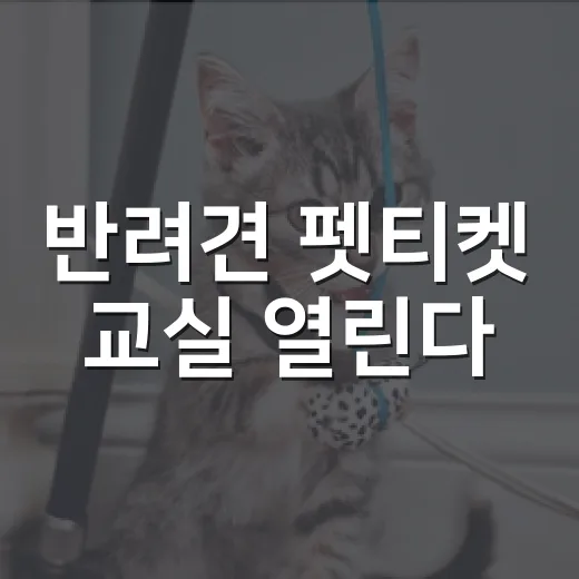 반려견 펫티켓 교실 열린다