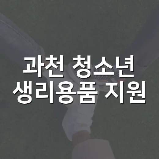 과천 청소년 생리용품 지원