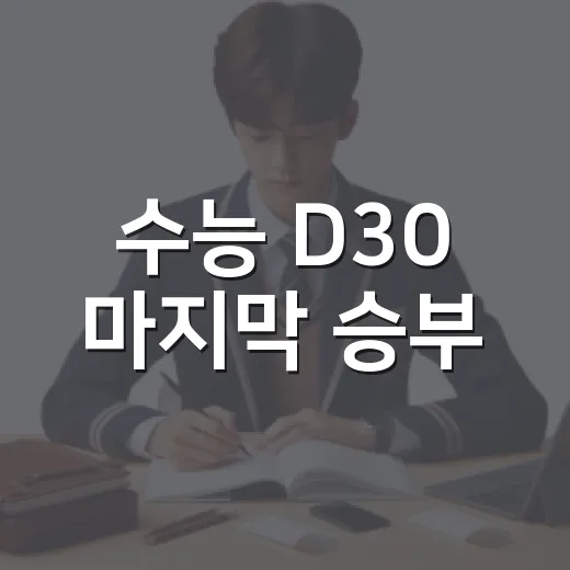 수능 D30 마지막 승부