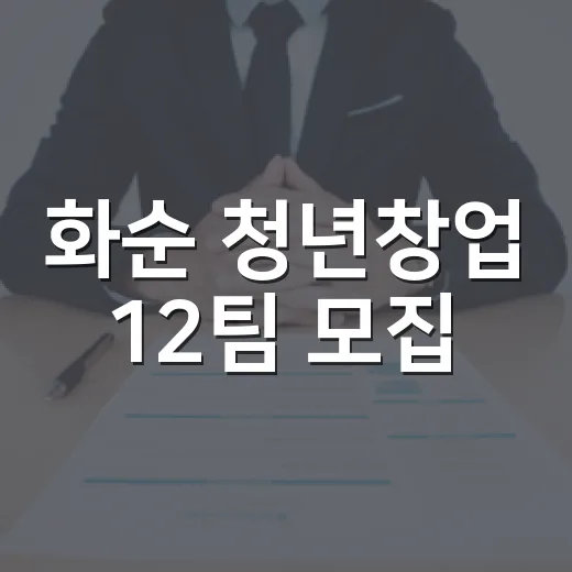 화순 청년창업 12팀 모집