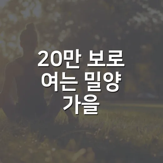 20만 보로 여는 밀양 가을