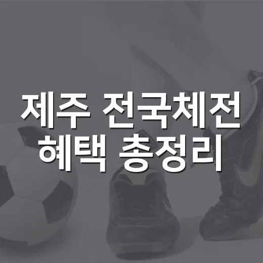 제주 전국체전 혜택 총정리