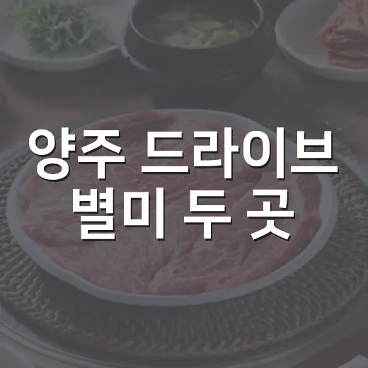 양주 드라이브 별미 두 곳