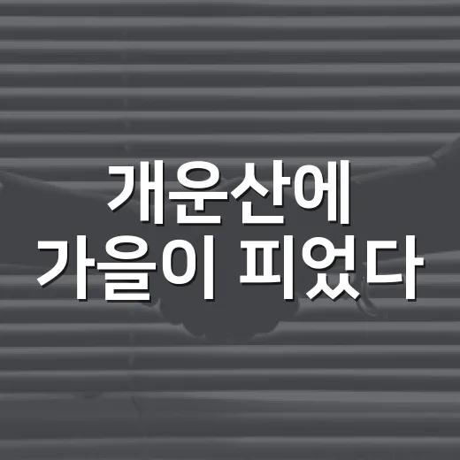 개운산에 가을이 피었다