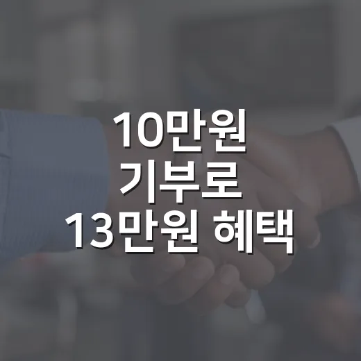 10만원 기부로 13만원 혜택