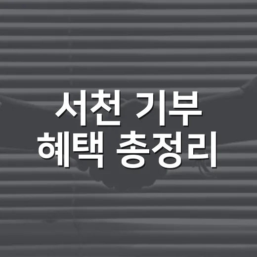 서천 기부 혜택 총정리