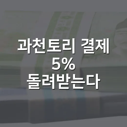과천토리 결제 5% 돌려받는다