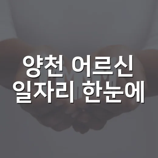 양천 어르신 일자리 한눈에