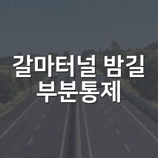 갈마터널 밤길 부분통제