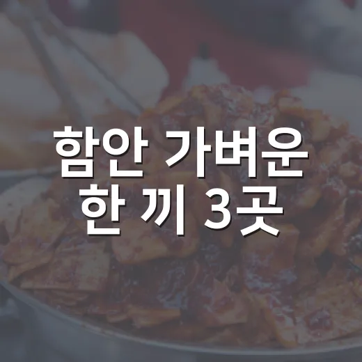 함안 가벼운 한 끼 3곳