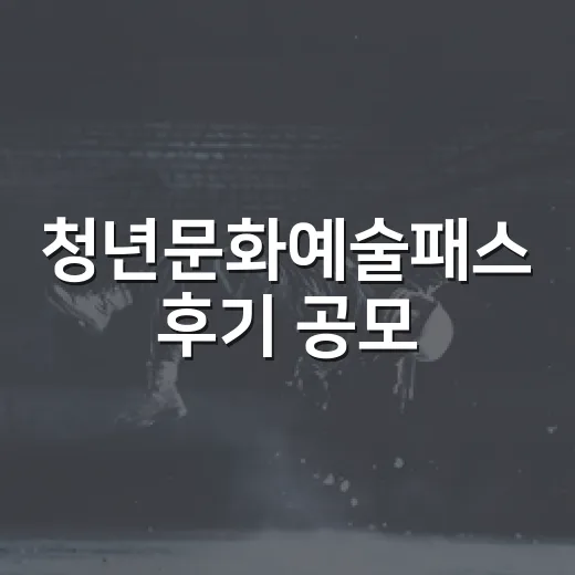 청년문화예술패스 후기 공모